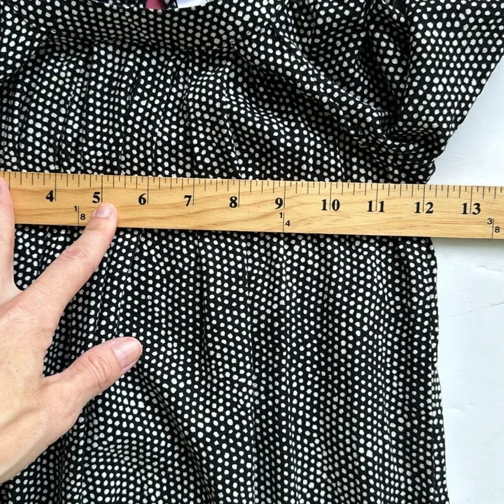 Hanna Andersson Girls Black Polka Dot Dress with Pink Ribbon Trim And Bow Size 4